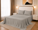 Flat Bed Sheet Set, 250TC Gray Percale, 100% Cotton.