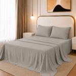 Flat Bed Sheet Set, 250TC Gray Percale, 100% Cotton.