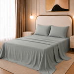 Flat Bed Sheet Set, 250TC Sage Green Percale, 100% Cotton.
