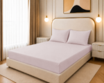Fitted Bed Sheet Set, 250TC Pink Percale, 100% Cotton.