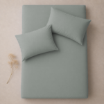 Fitted Bed Sheet Set, 250TC Sage Green Percale, 100% Cotton. - Image 6