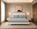 Fitted Bed Sheet Set, 250TC Sage Green Percale, 100% Cotton. - Image 2