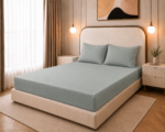 Fitted Bed Sheet Set, 250TC Sage Green Percale, 100% Cotton.