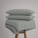 Fitted Bed Sheet Set, 250TC Sage Green Percale, 100% Cotton. - Image 5