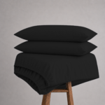 Fitted Bed Sheet Set, 250TC Black Percale, 100% Cotton. - Image 5