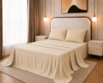 Flat Bed Sheet Set, 250TC Buttercream Percale, 100% Cotton.