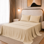 Flat Bed Sheet Set, 250TC Buttercream Percale, 100% Cotton.