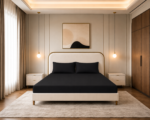 Fitted Bed Sheet Set, 250TC Black Percale, 100% Cotton. - Image 2