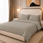 Duvet Cover Set, 250TC Gray Percale, 100% Cotton.