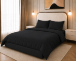 Duvet Cover Set, 250TC Black Percale, 100% Cotton.