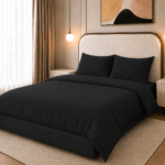 Duvet Cover Set, 250TC Black Percale, 100% Cotton.