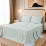 Flat Bed Sheet Set, 250TC Mint Green Percale, 100% Cotton.