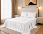 Flat Bed Sheet Set, 250TC White Percale, 100% Cotton.