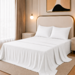 Flat Bed Sheet Set, 250TC Off White Percale, 100% Cotton.