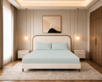 Fitted Bed Sheet Set, 250TC Mint Green Percale, 100% Cotton. - Image 2