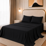 Flat Bed Sheet Set, 250TC Black Percale, 100% Cotton.