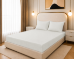 Fitted Bed Sheet Set, 250TC Off White Percale, 100% Cotton.