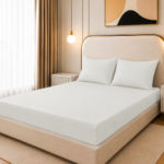 Fitted Bed Sheet Set, 250TC Off White Percale, 100% Cotton.